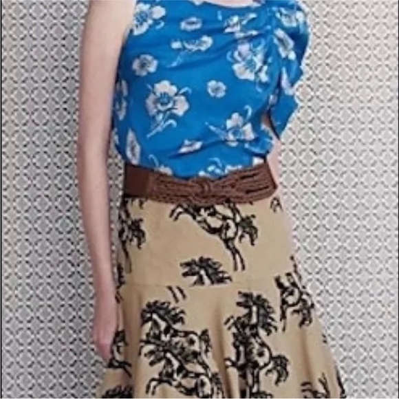 Anthropologie Odille Galloping Horses Swing Skirt - Picture 2 of 15